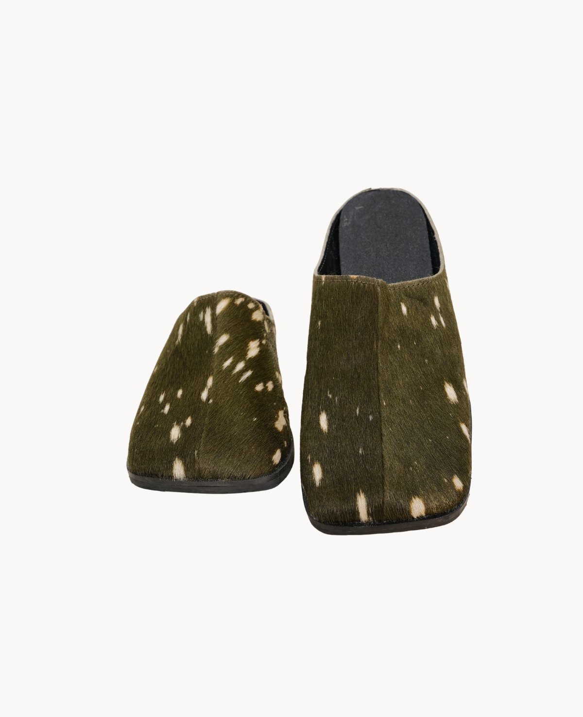 Olive Spotted Calf-Hair Mules