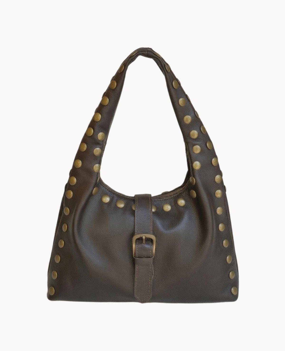 Studded Brown Leather Bag