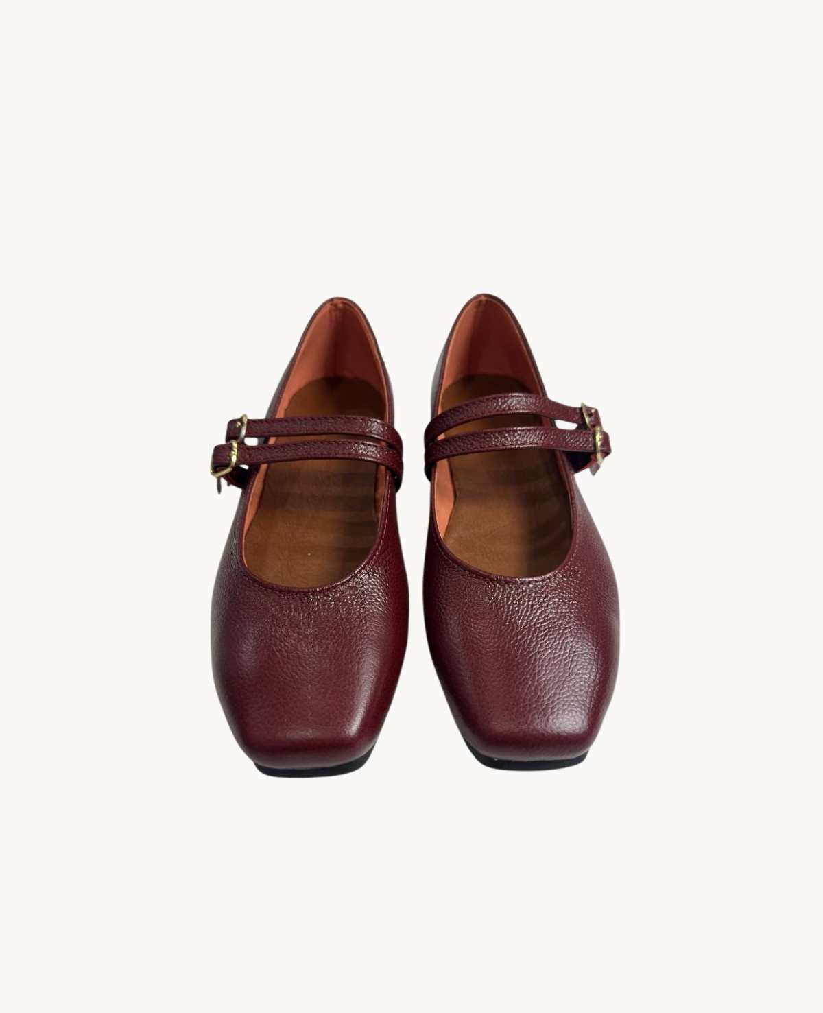 Burgundy Double-Strap Mary Janes