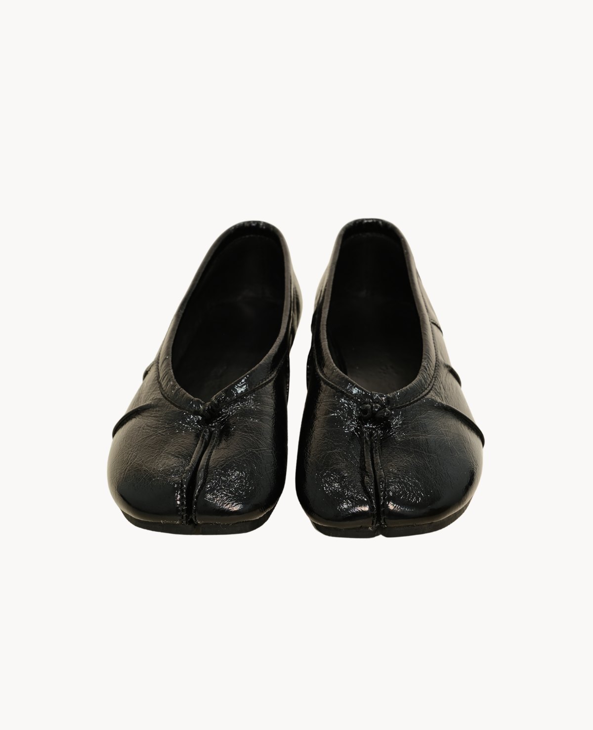 Black Patent Gathered Flats